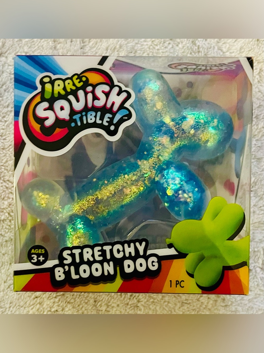 iRRE Squish·Tible Stretchy B'loon Dog - Blue with Gold Flakes